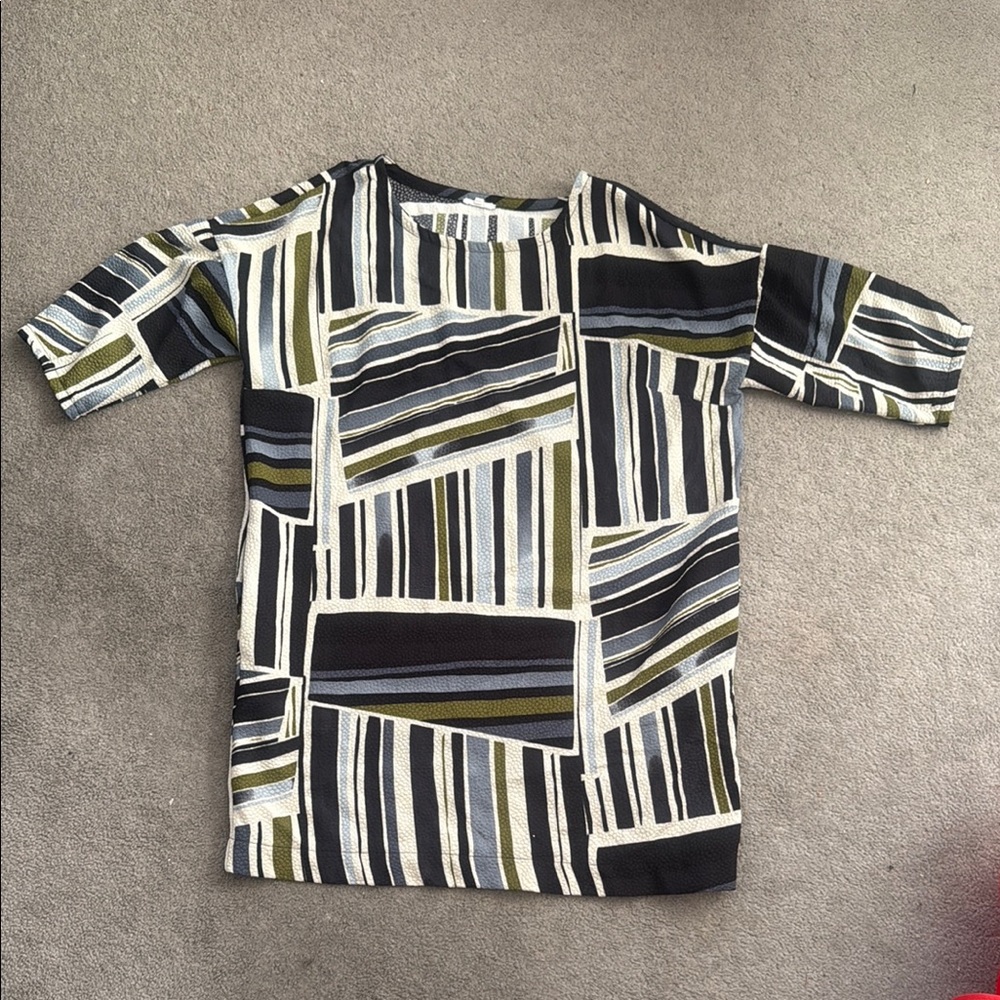 Black and White Mini Dress with 3/4 Dolman Sleeves